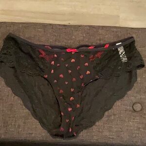 Victoria's Secret Black Lace Heart Panties